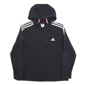 Adidas Black Hoodie White Stripes L Casual Athleisure Sporty Streetwear